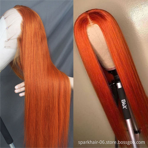 SPARK Colored Wigs Human Hair Lace Front,Custom Color Wig For Black Women, #350 Deep Wave Orange Ginger Human Hair Wig